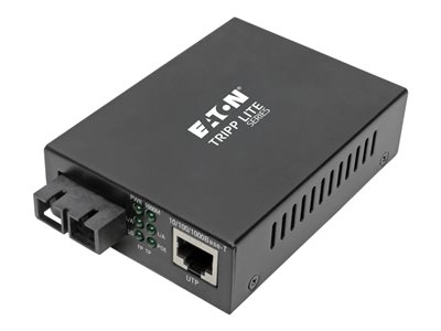 Eaton Tripp Lite Series Gigabit Multimode Fiber to Ethernet Media Converter, POE+, International Power Cables, 10/100/1000 SC, 1310 nm, 2 km (1.2 mi.)