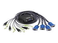 Tripp Lite 4-Port VGA KVM Switch with Built-In VGA, USB and 3.5 mm Audio Cables