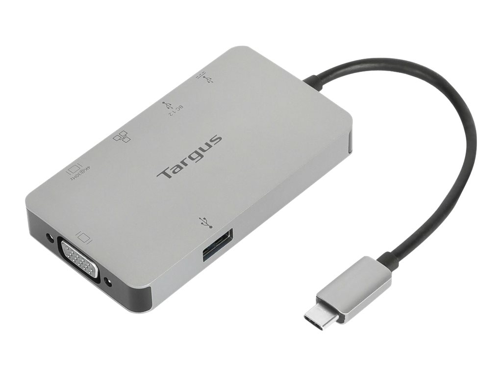 Targus USB-C Docking Station - DisplayPort Alt Mode - 4K HDMI/VGA - 100W PD Pass-Thru - Silver - DOCK419USZ