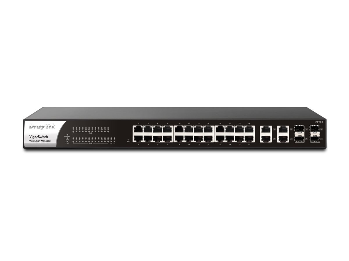 An image of Draytek VigorSwitch P1282 - switch - 28 ports - smart - rack-mountable