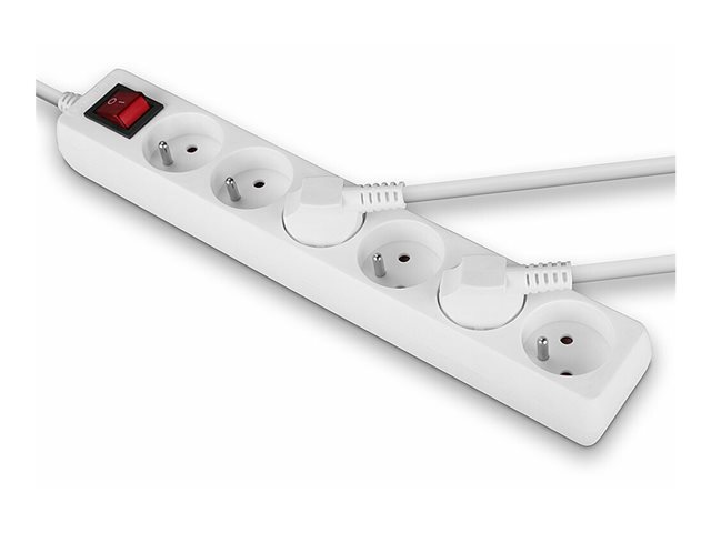 Multiprise 6 prises FR avec interrupteur, blanc 1.4m