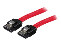 StarTech.com 18in Latching SATA Cable - SATA cable - Serial ATA 150/300/600 - SATA (R) to SATA (R) - 1.5 ft - latched - red - LSATA18 - SATA cable - Serial ATA 150/300/600 - SATA (R) to SATA (R) - 46 cm - latched - red - for P/N: BRACKET125PTP, HSB13SATSASB, HSB1SATSASBA, HSB1SATSASVA, HSB225S3R, HSB43SATSASB