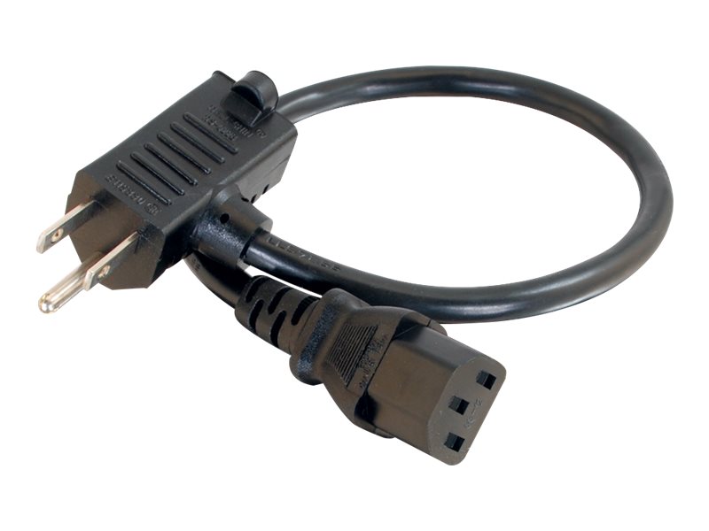 C2G 1.5ft 16 AWG Universal Power Cord With Extra Outlet