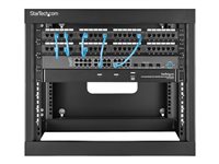 Startech "8U Hinged Open Frame Wall Mount Network Rack - 4-Post 22"" Depth Swing Out Computer Equipment Rack - 140lbs capacity (RK819WALLOH)" - rack - 8U