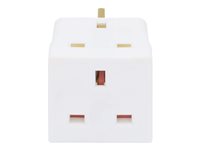 Manhattan UK Double Plug Adaptor, x2 output (2-way), Plug Socket, White, Three Year Warranty - power adapter - BS 1363A to BS