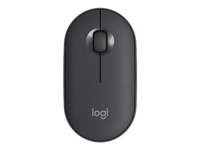 Logitech Pebble M350 - Mouse - optical - 3 buttons - wireless - Bluetooth, 2.4 GHz - USB wireless receiver - graphite