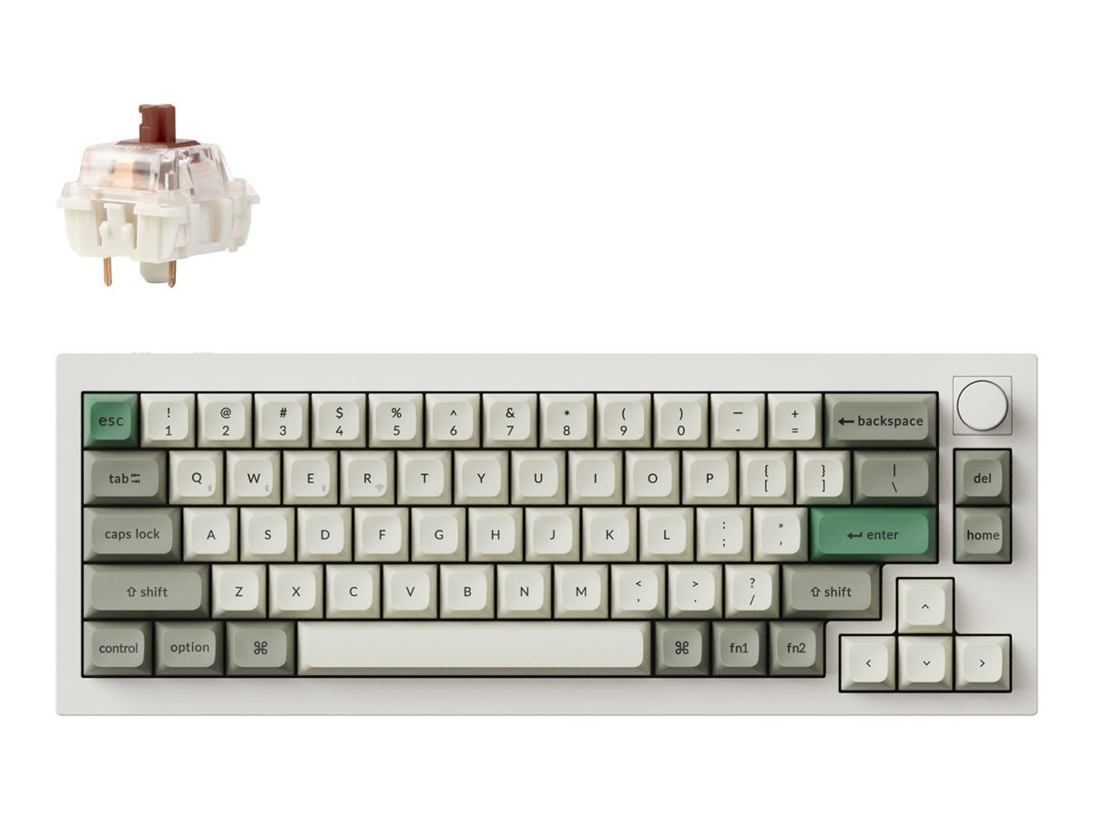 Keychron Q2 Max keyboard QMK/VIA custom mechanical fully assembled knob 65% shell white Product shot Front 79800