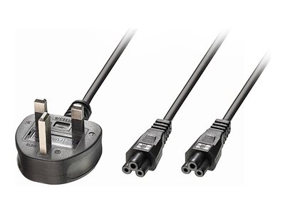 power splitter - IEC 60320 C5 to BS 1363A - 2.5 m
