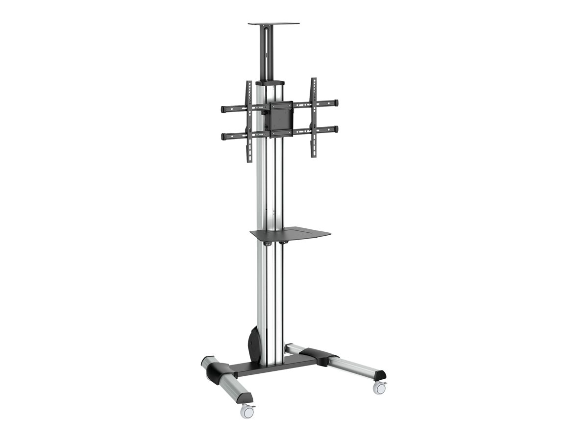 StarTech.com Heavy Duty Rolling Portable TV Cart Stand with Wheels - 32 to 75 inch - Adjustable Rotating Mobile Flat Panel Screen Mount (STNDMTV70) vozík - pro plochý panel - černá, stříbrná – foto 2