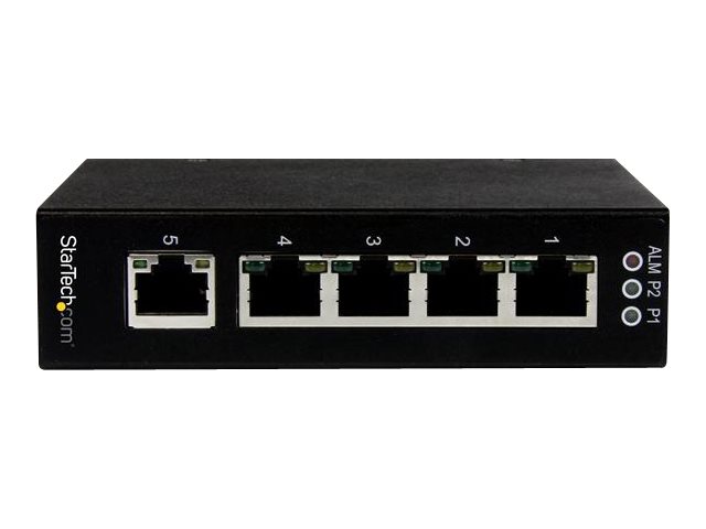 Image of StarTech.com 5 Port Unmanaged Industrial Gigabit Ethernet Switch - DIN Rail / Wall-Mountable Network Switch - Rugged IP30 Gigabit Switch (IES51000) - switch - 5 ports