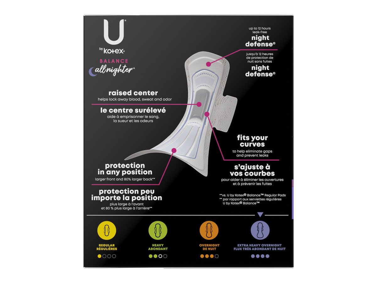 U by Kotex Balance Ultra Thin Sanitary Pad - Extra Heavy Overnight - 30 Count