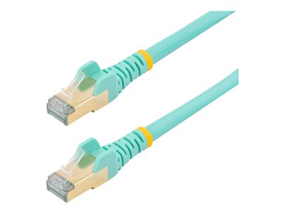 Startech 30ft CAT6A Ethernet Cable, 10 Gigabit Shielded Snagless RJ45 100W PoE Patch Cord, CAT 6A 10GbE STP Network Cable w/Strain Relief, Aqua, UL Certified Wiring/TIA