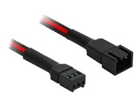Nanoxia Single Sleeve 3 pin Molex (female) - 3 pin Molex (male) Sort Rød 30cm Forlængerkabel til blæserstrøm