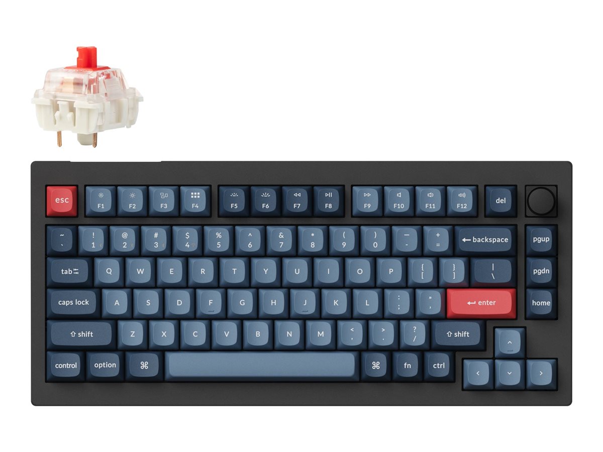 Keychron V1 Max keyboard QMK/VIA custom mechanical 75% compact with knob carbon black Product shot Front 79800
