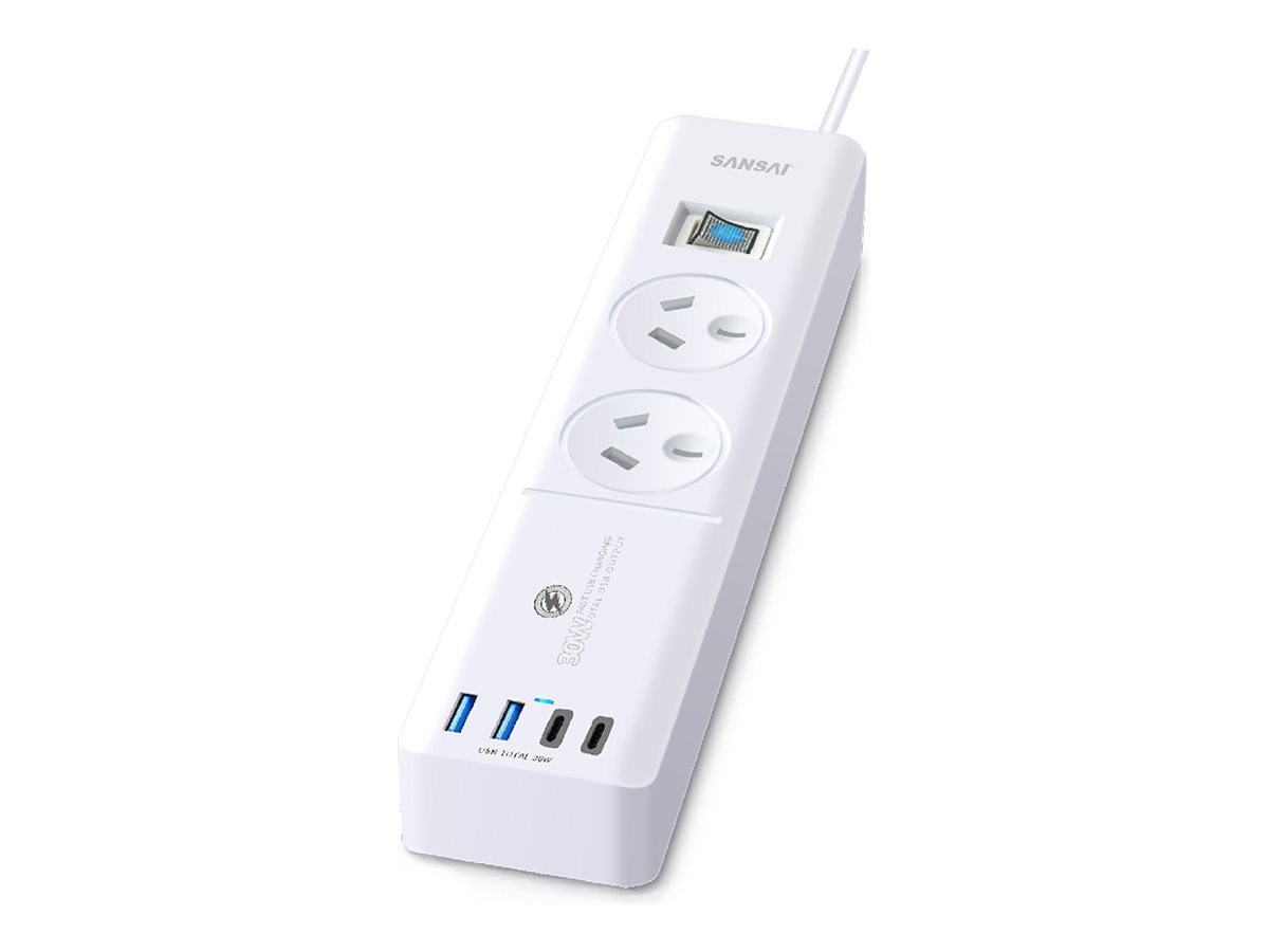 Sansai, surge protector, with USB-A & C ports, 2400 watt