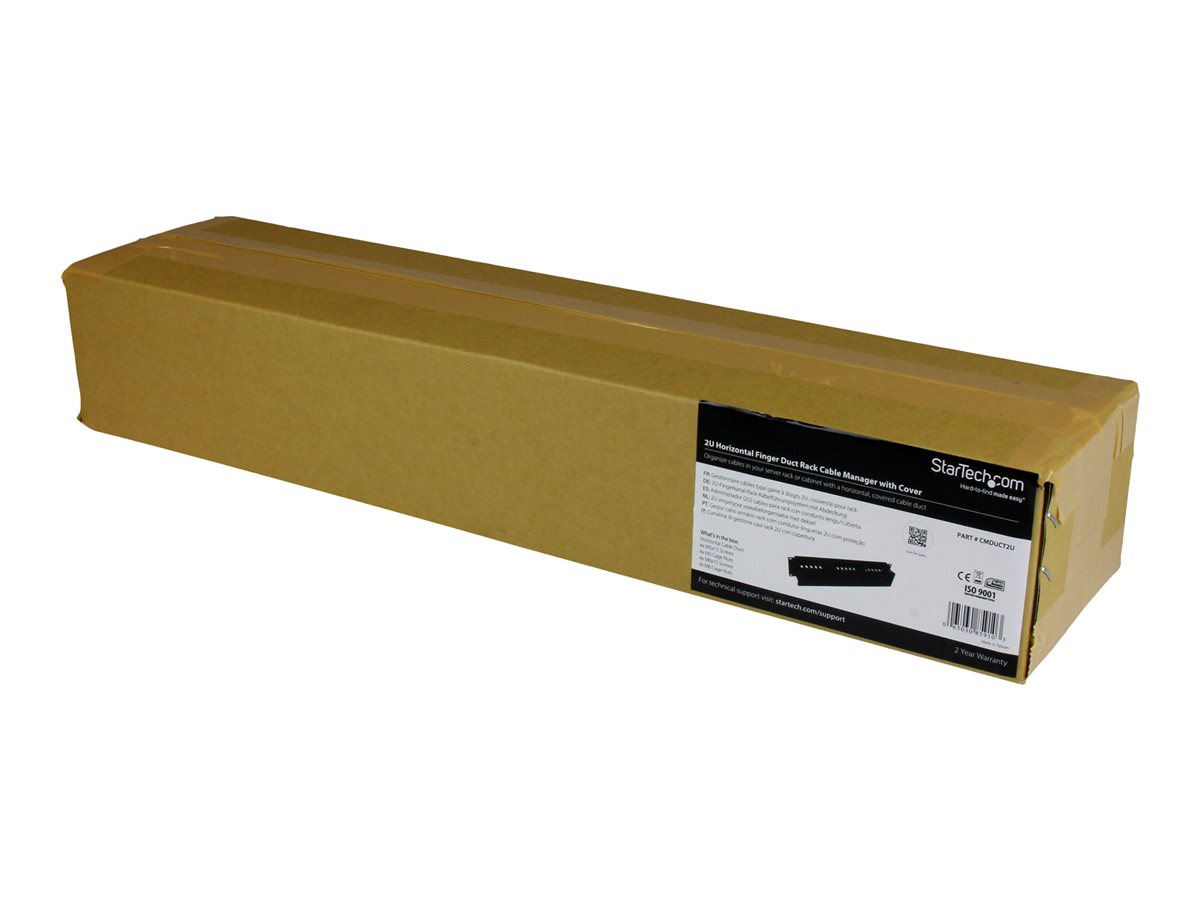 StarTech.com Horizontal 2U Server Rack Cable Management Finger Duct w/ Cover - 19" Network Rack Wire Duct Raceway Panel - Slotted Wire Duct (CMDUCT2U) - stojanový panel pro uspořádání kabelů - 2U – foto 4