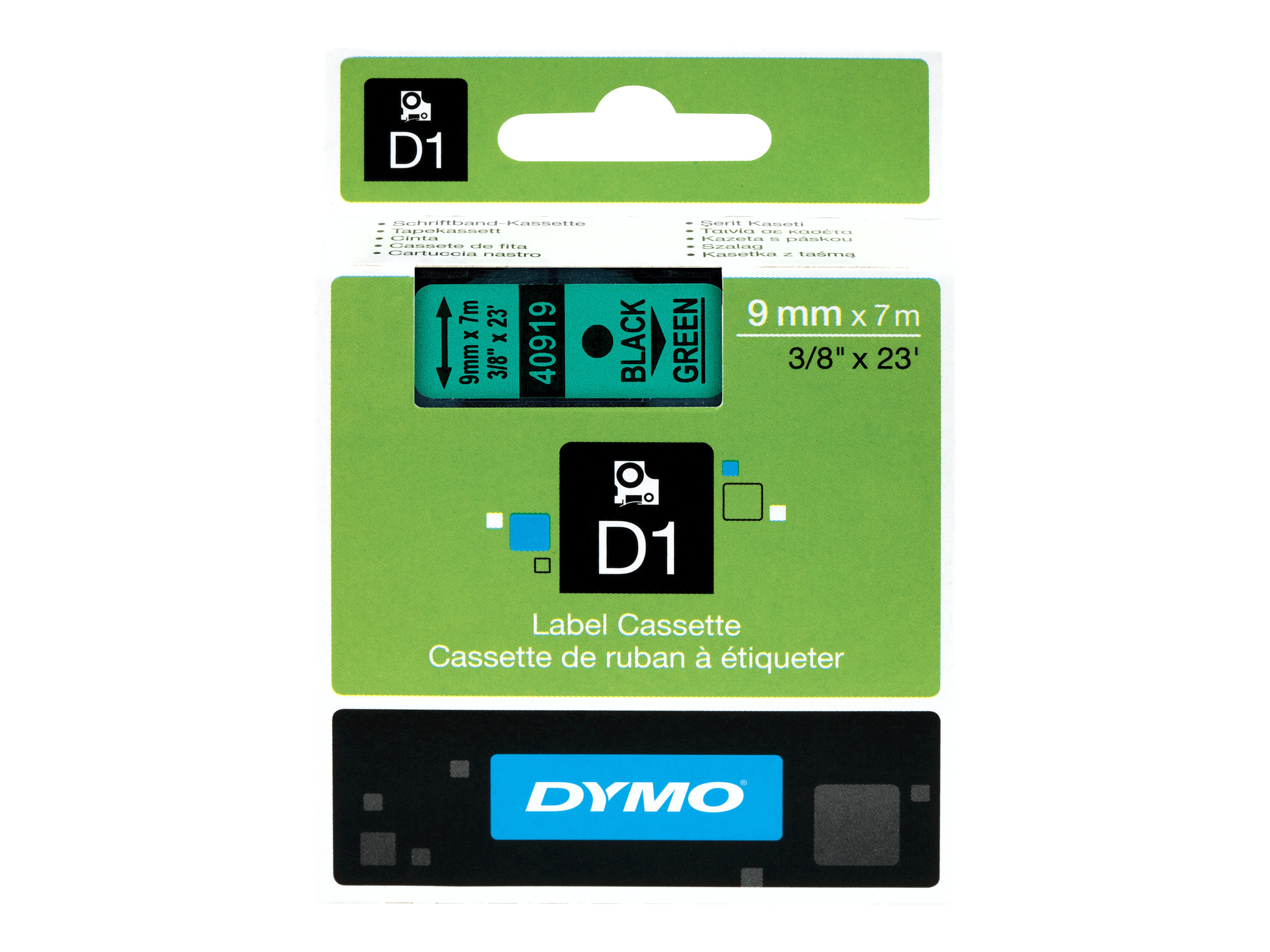 An image of DYMO D1 - label tape - 1 cassette(s) - Roll (0.9 cm x 7 m)