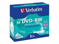 Verbatim DataLifePlus - 5 x DVD-RW - 4.7 GB 4x - jewel case