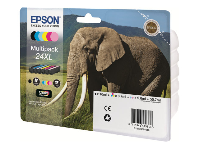 Image of Epson 24 Multipack - 6-pack - black, yellow, cyan, magenta, light magenta, light cyan - original - ink cartridge