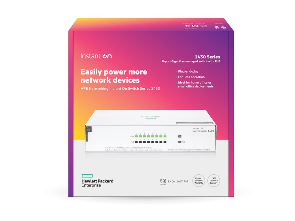 HPE Networking Instant On 1430 8G Class4 PoE 64W Switch