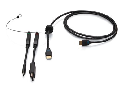 C2G 6ft (1.8m) 4K HDMI Premium Cable and Universal Dongle Adapter Ring with Color Coded DisplayPort and USB-C (without Pull Tab)