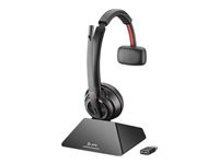 Poly Savi 8220 UC - Savi 8200 series - headset - on-ear - DECT - wireless - active noise canceling - black - Zoom Certified