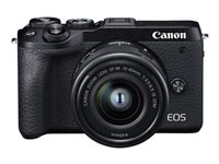 Canon EOS M6 Mark II with 15-45mm IS STM Lens and EVF-DC2 - Black - 3611C011 - Open Box or Display Models Only