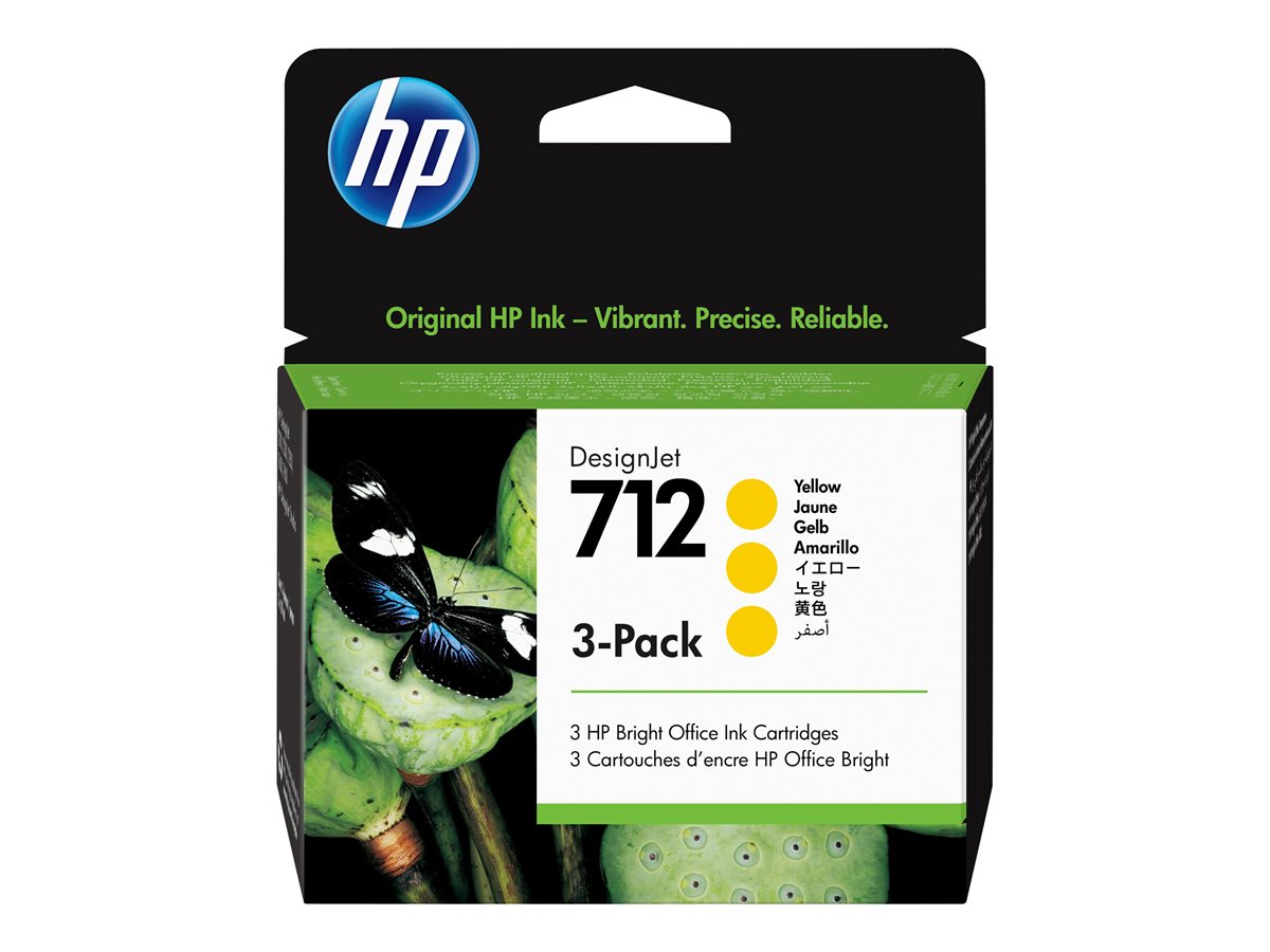 HP 712 3-Pack 29-ml Yellow DesignJet Ink