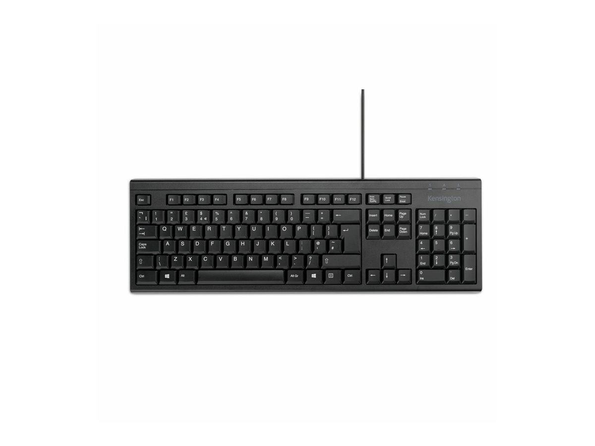 An image of Kensington KB100 EQ - keyboard full size - QWERTY - UK - black Input Device