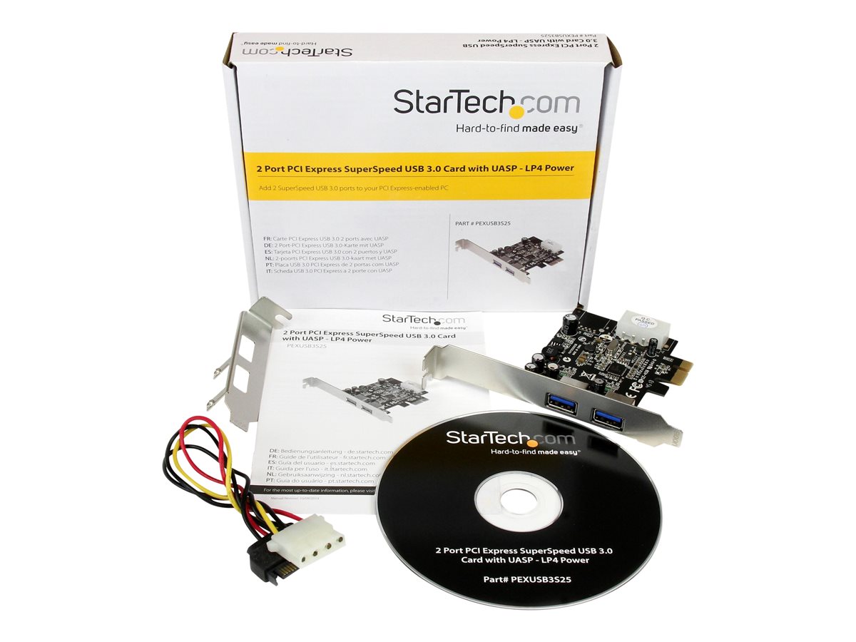 StarTech.com 2 Port PCI Express (PCIe) SuperSpeed USB 3.0 Card Adapter with UASP - LP4 Power - Dual Port USB 3 PCIe Controller (PEXUSB3S25) - USB adaptér - PCIe - USB 3.0 x 2 – foto 4