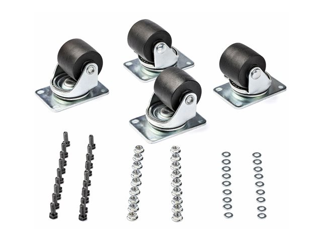 Startech Heavy Duty Casters for Server Racks/Cabinets, Set of 4 Universal M6 2-inch Swivel Caster Kit, 45x75mm Pattern, Replacement Caster Wheels for 