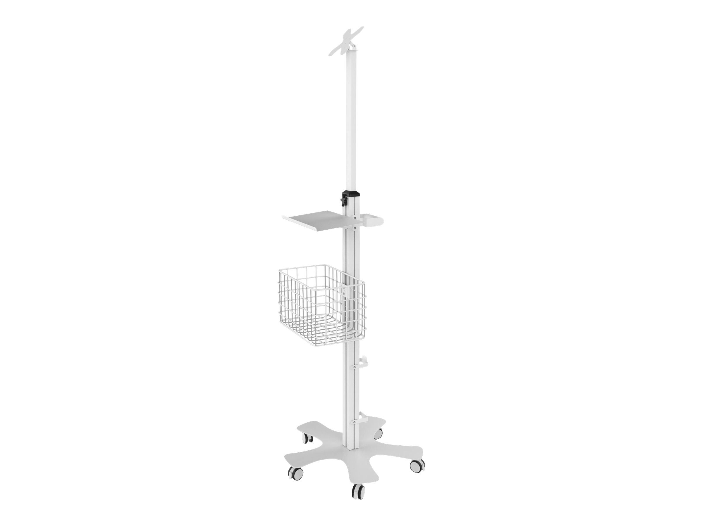 CTA Mobile Medical Floor Stand with VESA Plate with Basket, and Keyboard Tray