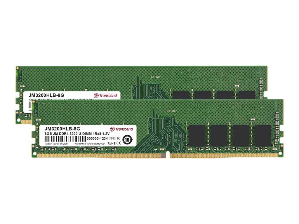 DIMM DDR4 16GB KIT (8GB*2) 3200Mhz TRANSCEND U-DIMM 1Rx8 1Gx8 CL22 1.2V