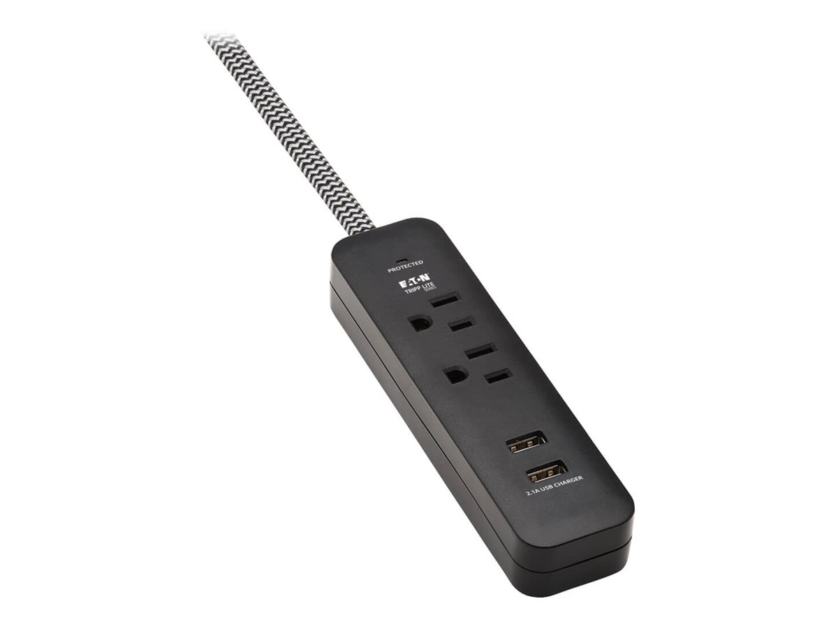 SURGE PROTECTOR POWER STRIP2-OUTLET 2 USB PORTS 2.1A 6FT CORD