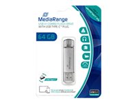 MediaRange combo 64GB USB 3.1 / USB-C Sølv
