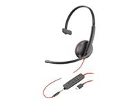Poly Blackwire C3215 - Blackwire 3200 Series - headset - on-ear - wired - active noise canceling - 3.5 mm jack, USB-C - black - Skype Certified, Avaya Certified, Cisco Jabber Certified (pack of 50)