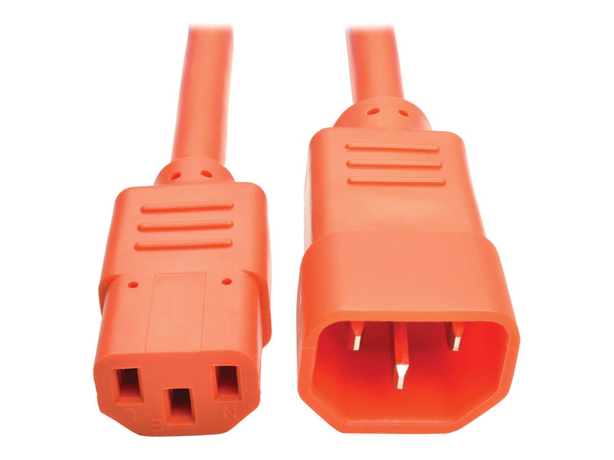 Tripp Lite 3ft Computer Power Extension Cord 10A 18 AWG C14 C13 Orange 3'