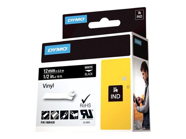 Dymo Rhino Coloured Vinyl Tape 1 Cassettes Roll 12 Cm X 55 M