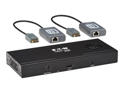 Eaton Tripp Lite Series 2-Port DisplayPort to DisplayPort Splitter/Extender Kit over Cat6, MST Hub, 8K/4K 60 Hz, DP 1.4, Up to 230 ft. (70 m), TAA