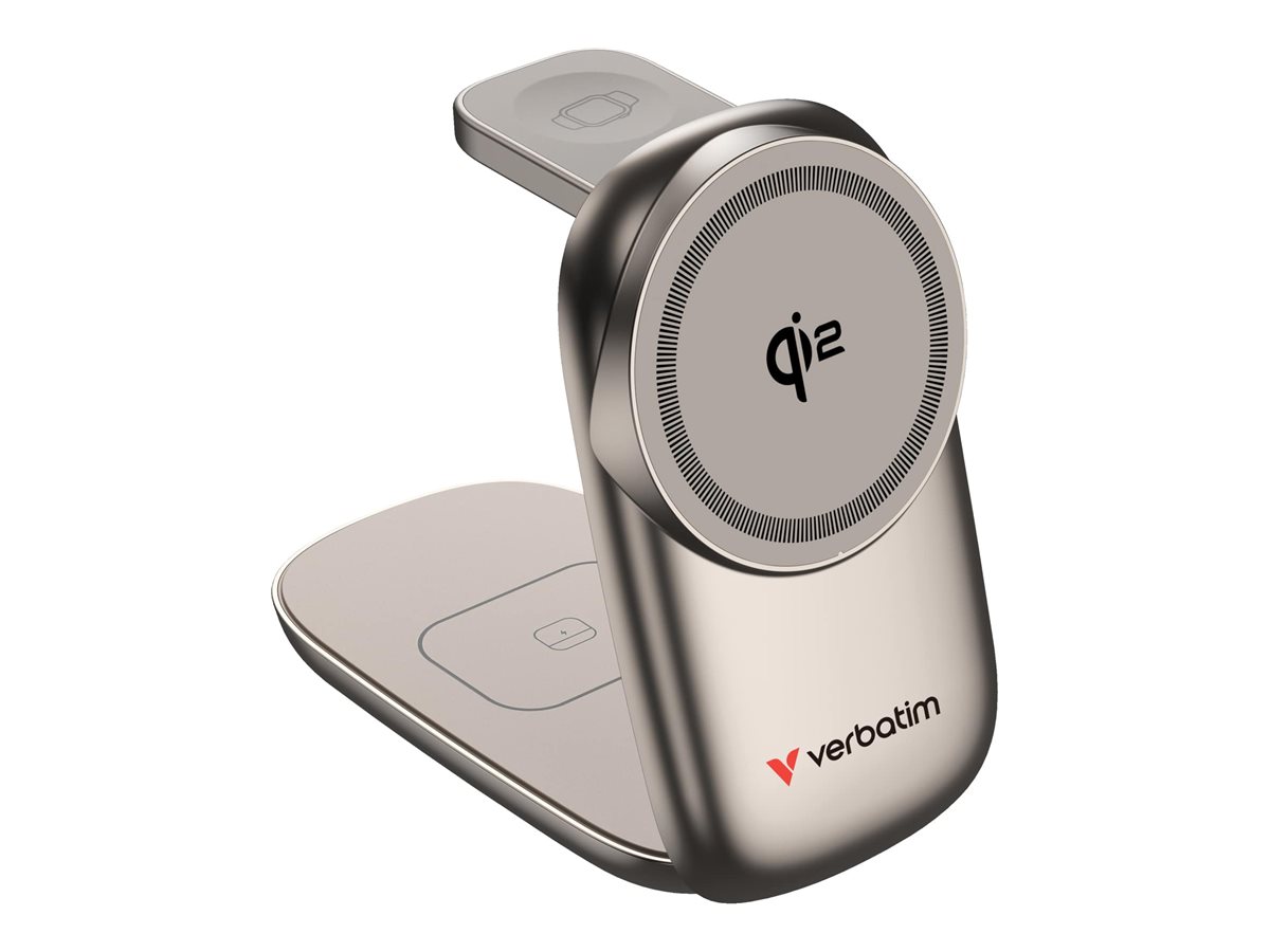 Verbatim wireless charging stand 3-in-1 22.5 Product shot Left-angle 79750