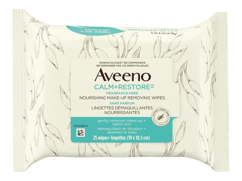 Aveeno Calm+Restore Nourishing Make-Up Removing Wipes - 25's