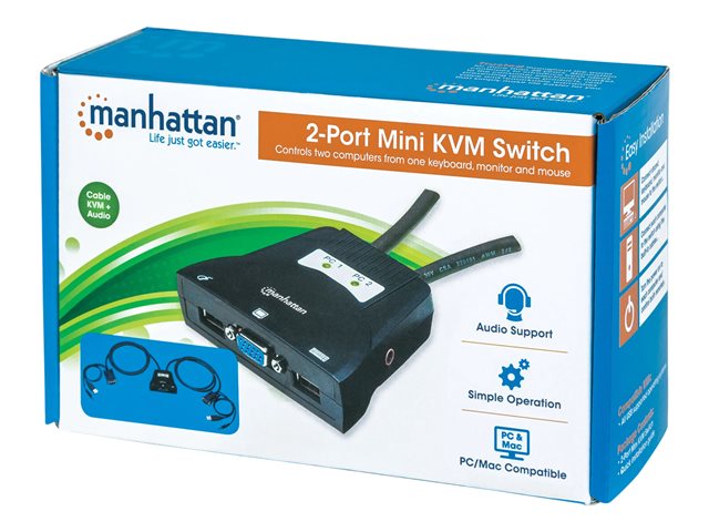 Przełącznik KVM Manhattan KVM-522U 2-portowy USB, Audio IDATA