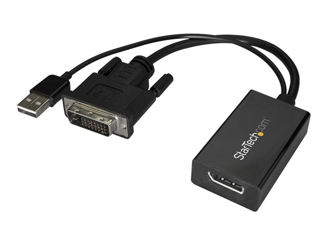 Image of StarTech.com DVI to DisplayPort Adapter - USB Power - 1920 x 1200 - DVI to DisplayPort Converter - Video Adapter - DVI-D to DP (DVI2DP2) - video adapter - DVI-D to DisplayPort