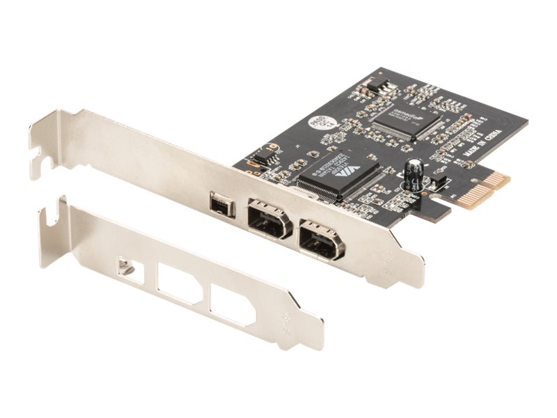 Kontroler Firewire (400) Digitus PCI Express, 3xZew. IEEE1394a 6pin + Mini, Low Profile