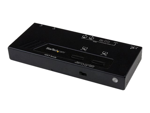 StarTech.com 2x2 HDMI Matrix Switch with Remote - 1080p Automatic & Priority Switcher - Video Wall Auto Selector Splitter Box - Audio Out (VS222HDQ)