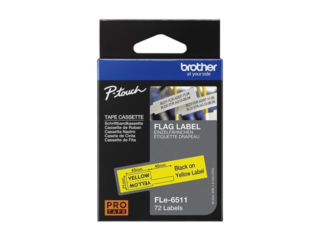 BROTHER FLe-6511 Bk On White Flag Tape