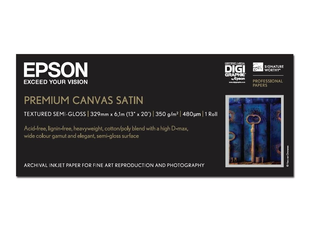 Epson PremierArt Water Resistant Canvas canvas paper glossy 1 roll(s) Roll (33 cm x 6.1 m) Licensing logo Front 68350