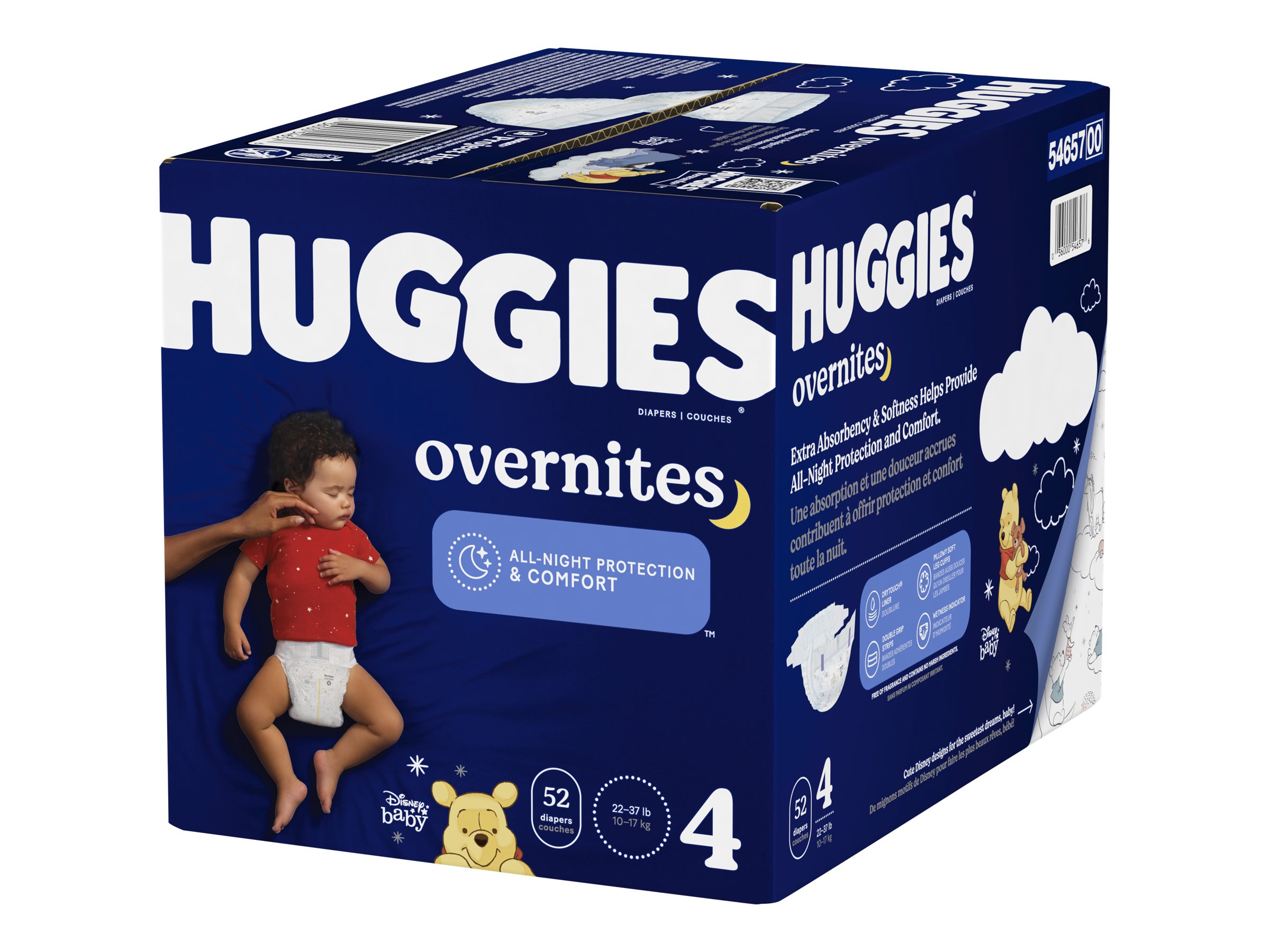 Huggies Nighttime Baby Diapers - Size 4/22-37 lbs - 52 Count