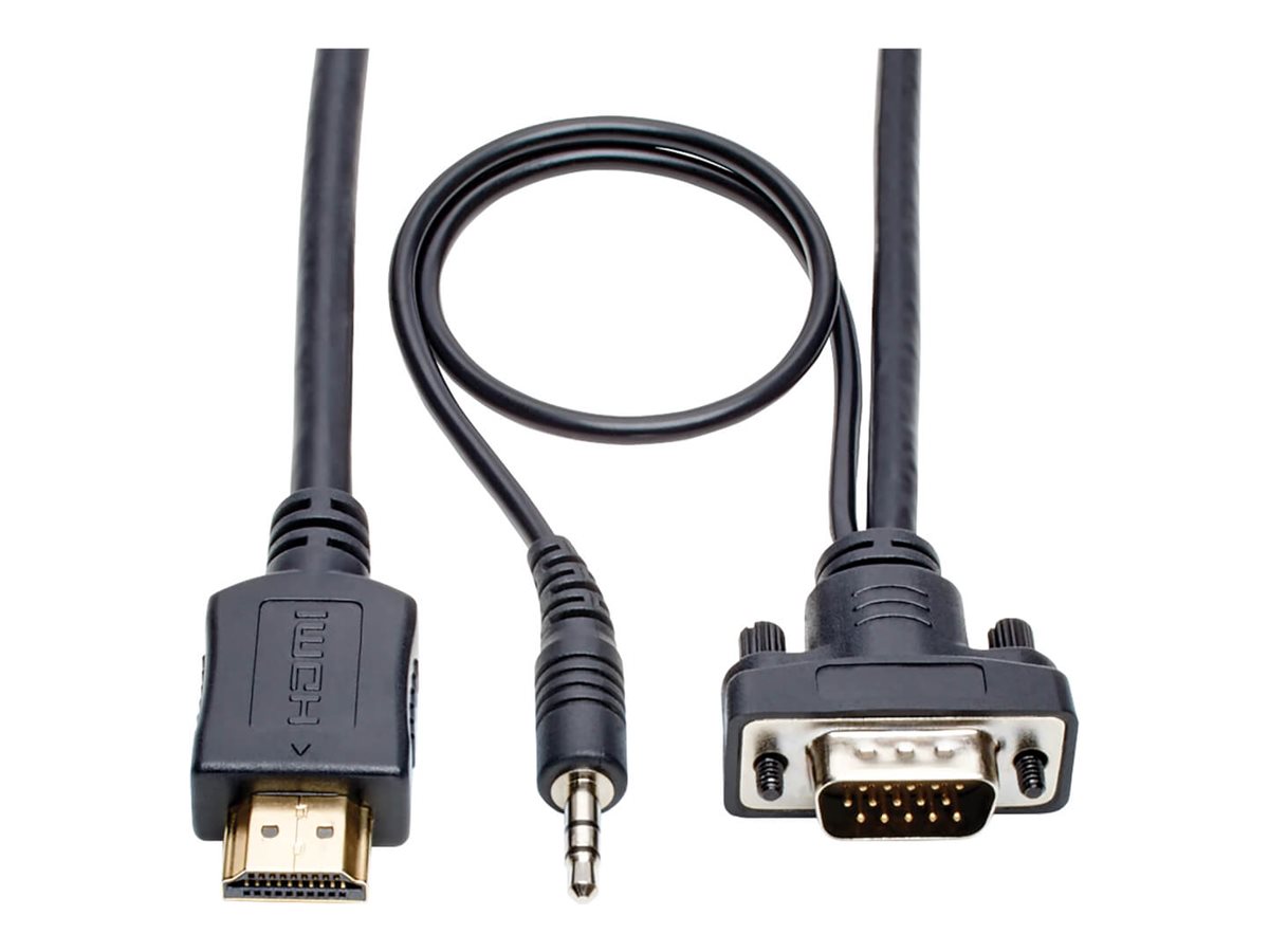 Tripp Lite HDMI to VGA + Audio Active Converter Cable, HDMI to Low-Profile HD15 + 3.5 mm (M/M), 1920 x 1200/1080p @ 60 Hz, 15 ft