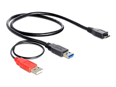 DELOCK USB3.0 Y-Kabel 2x A -> Micro-B St/St 0.60m - 82909